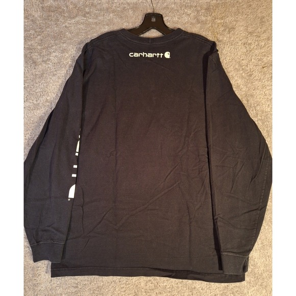 Carhartt Mens Original Fit Graphic Long Sleeve Logo T-Shirt Large K231 Black - Picture 2 of 11